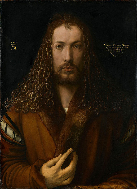 Albrecht Dürer Selbstbildnis, Öl auf Lindenholz (1500), Alte Pinakothek, München