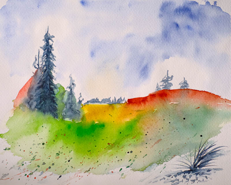 Aquarell Lichtung am Waldrand von Bernd Schmidt