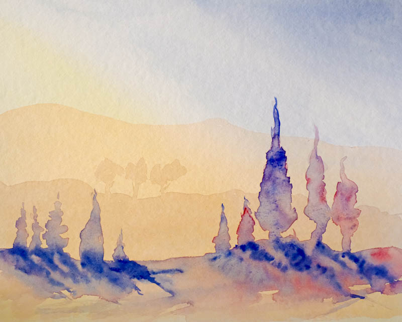 Aquarell Toskana Landschaft von Bernd Schmidt