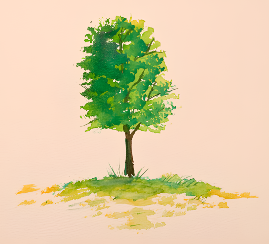Baum in Aquarell malen 3. Methode Teil 3