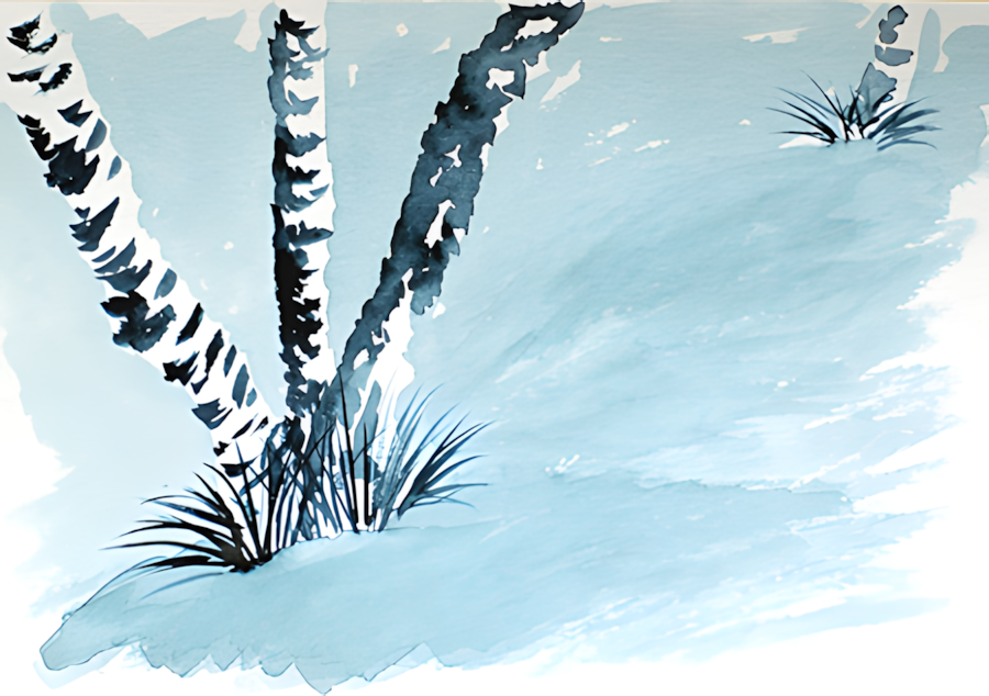 Aquarell Birken monochrome von Bernd Schmidt