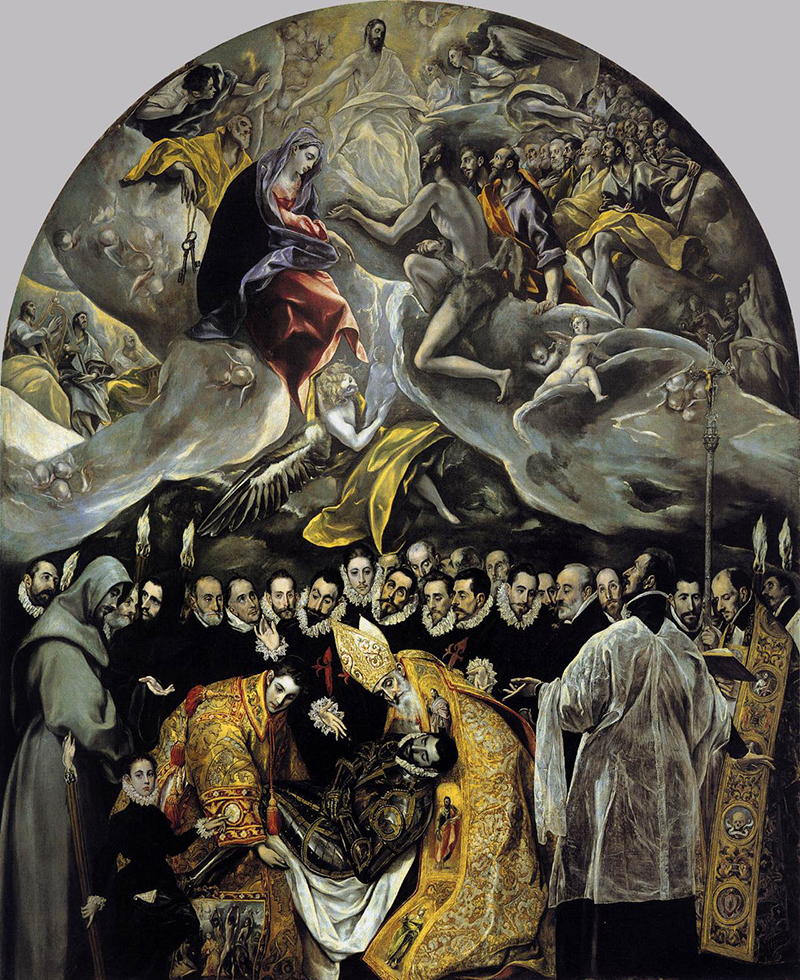 El Greco, Begräbnis des Grafen Orgaz, 460 × 360 cm, Öl auf Leinwand, 1586–1588, Iglesia de Santo Tomé in Toledo