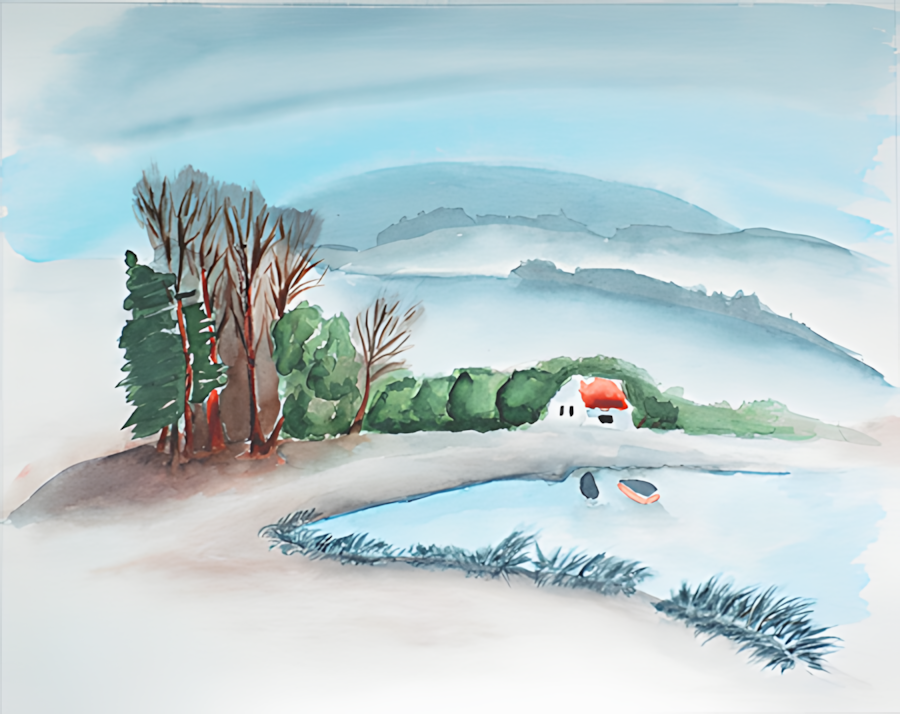 Aquarell Fischerhütte von Bernd Schmidt