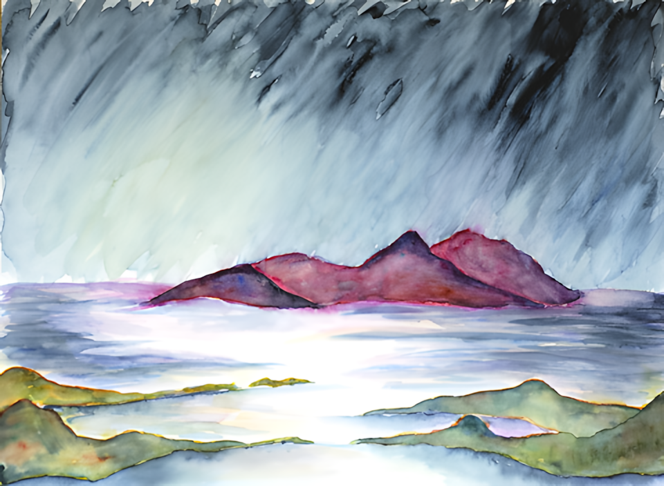 Aquarell Gewitter über dem Meer von Bernd Schmidt