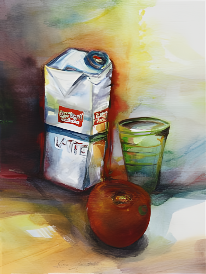 Aquarell Happy Breakfast von Karin Ganatschnig