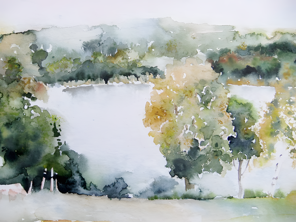 Aquarell Stille am Bodden bei Bansin von Karin Mersmann
