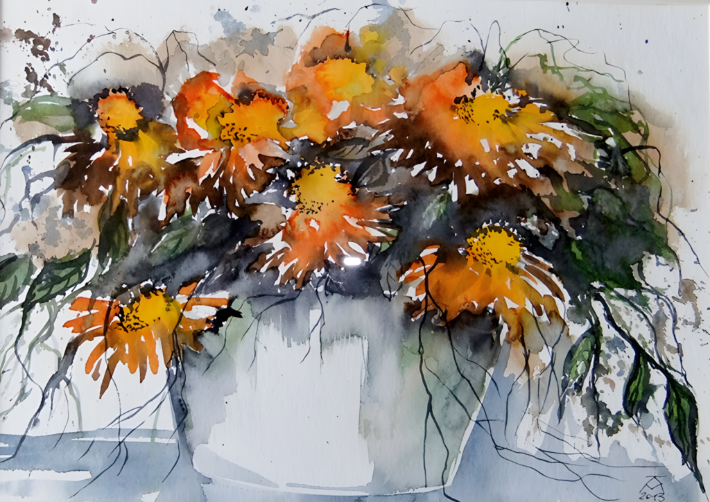 Aquarell Bukett gelb von Karin Mersmann