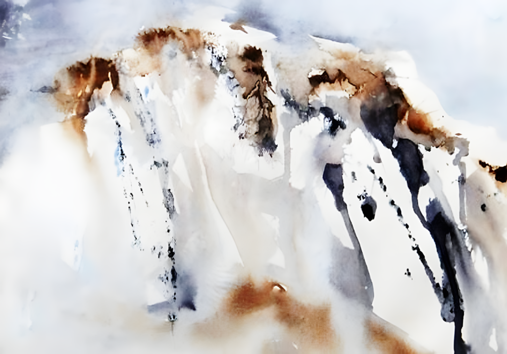 Aquarell Monotypie Berge von Karin Mersmann