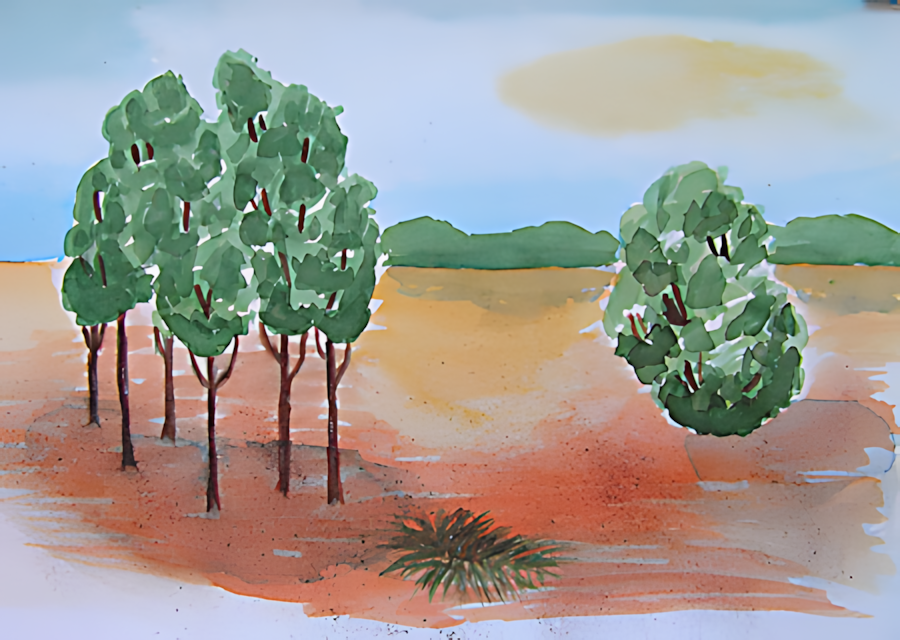 Aquarell Am Rande der Heide von Bernd Schmidt