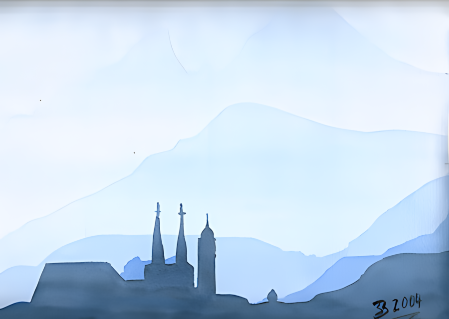 Aquarell Watzmann vor Berchtesgaden von Bernd Schmidt