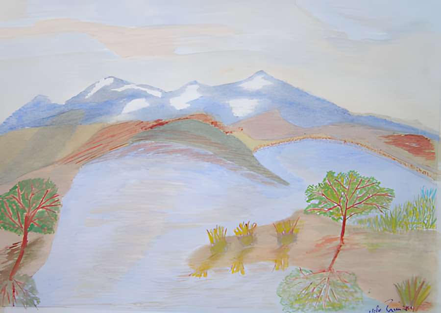 Aquarell Blaue Berge von Udo Braun