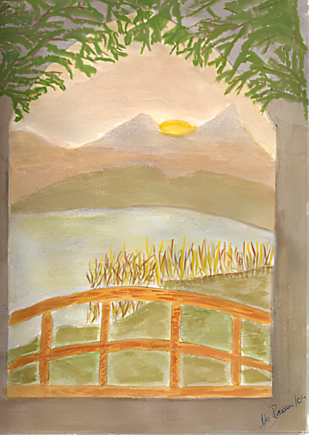 Aquarell Blick aus dem Fenster von Udo Braun
