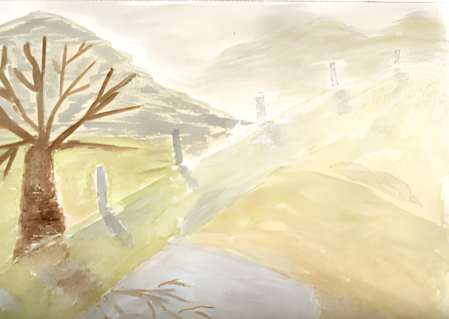 Aquarell Feldweg 2 von Udo Braun