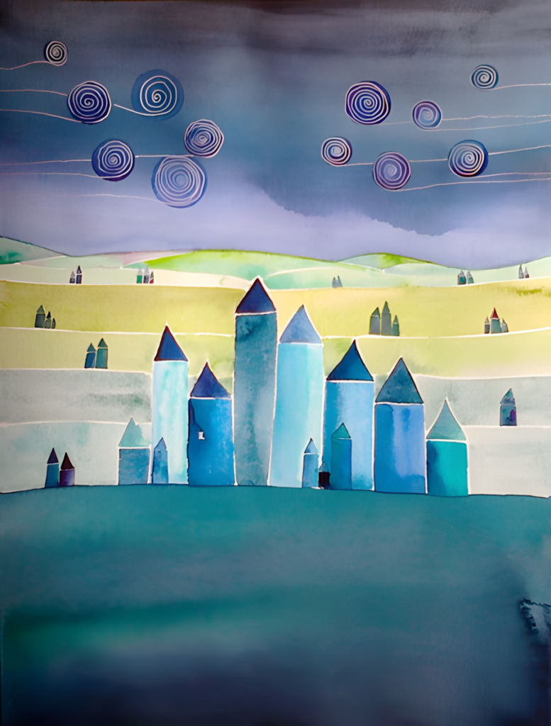 Aquarell Lonely Night von Michael Basler