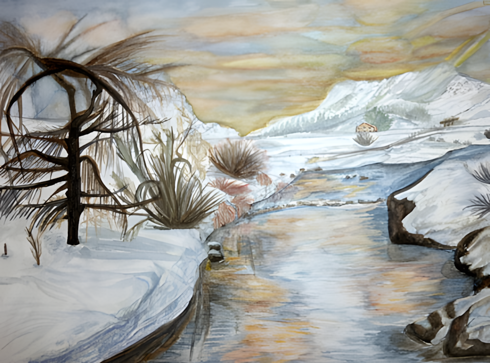 Aquarell Der Winter ist da von Oksana Ziegenbalg