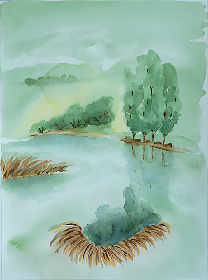 Aquarell See von Denkershausen von Bernd Schmidt