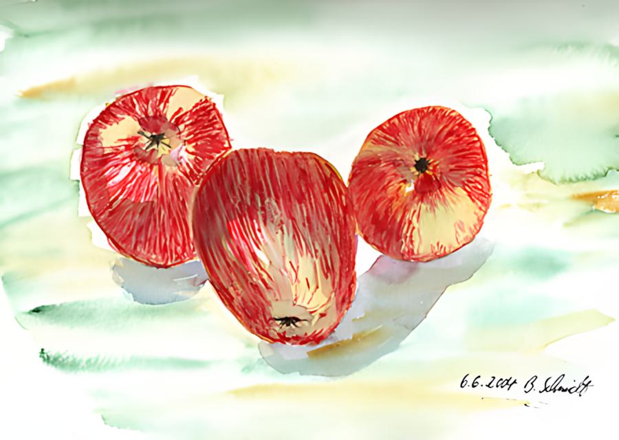 Aquarell Drei Äpfel von Bernd Schmidt