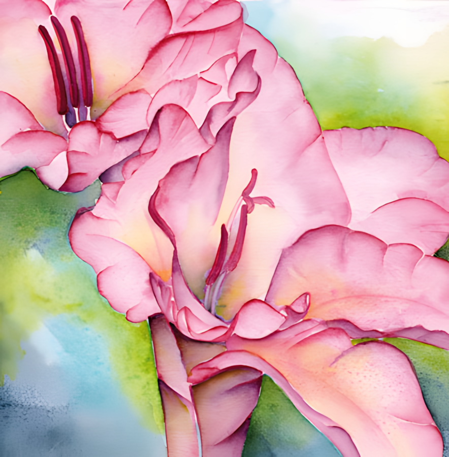 Aquarell Gladiiolen von Nina Vahrenkampf