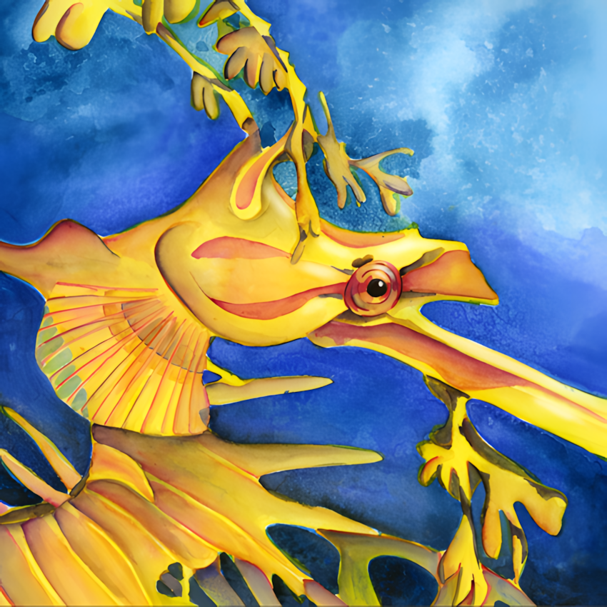 Aquarell Seepferdchen von Nina Vahrenkampf