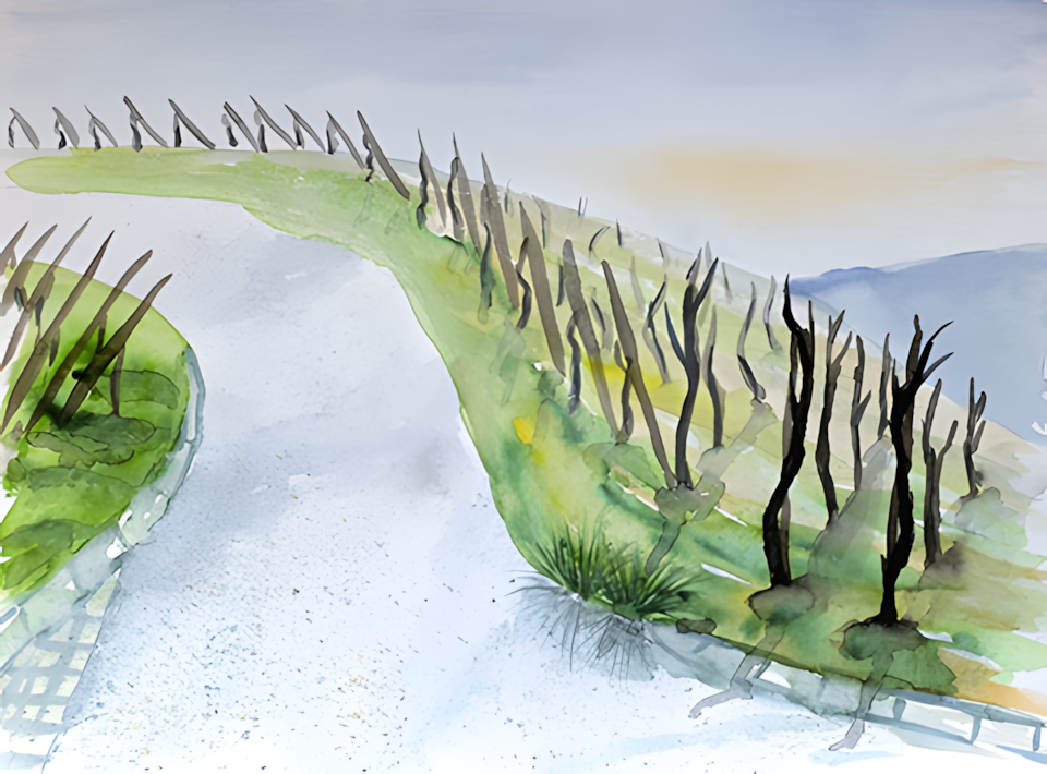 Aquarell Weinberg in Geradstetten von Bernd Schmidt