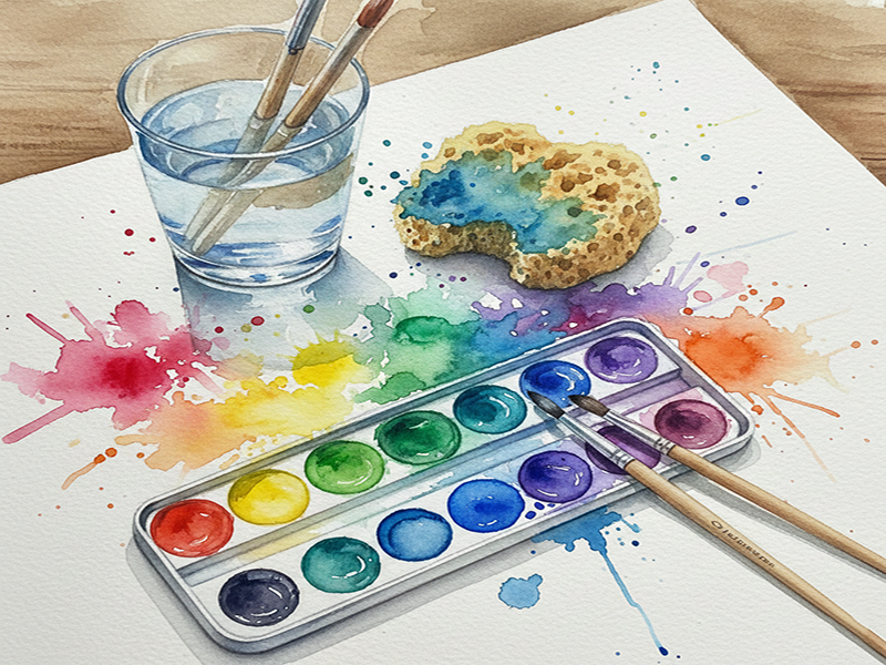 Grundwissen Aquarellmalerei - KI generiert mit Google Nano Banana