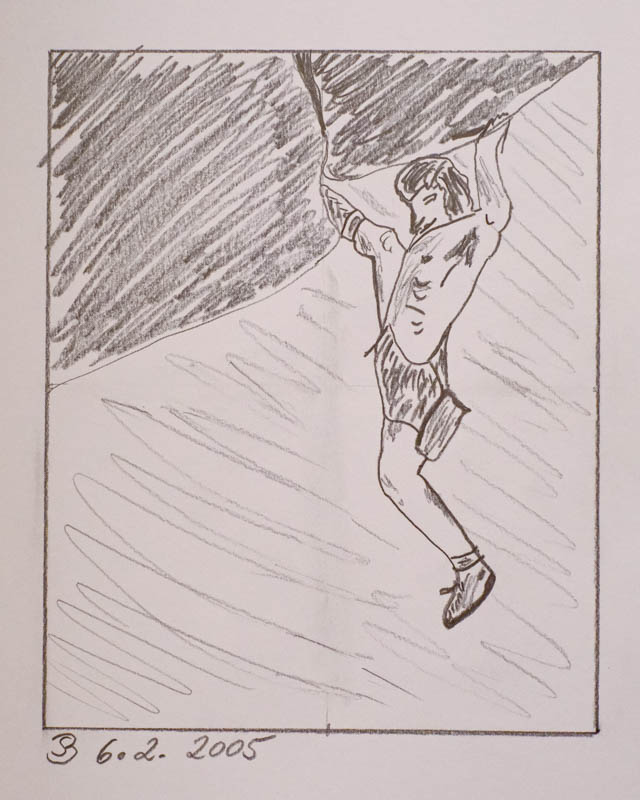 Skizze Sportkletterer Wolfgang Güllich - Bernd Schmidt