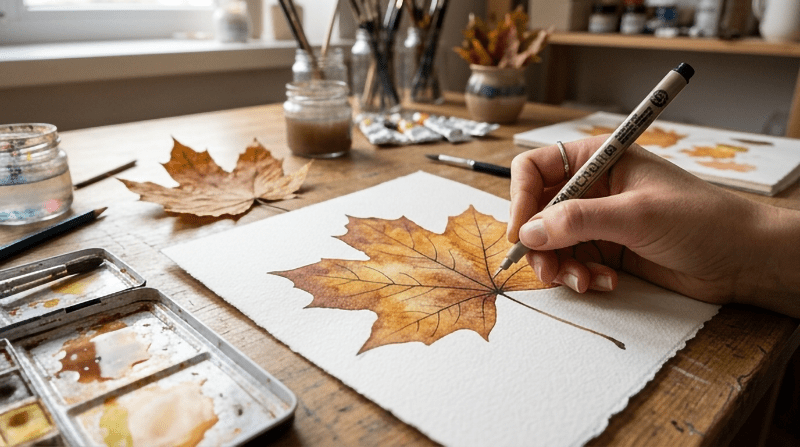 Aquarell bunte Herbstblätter