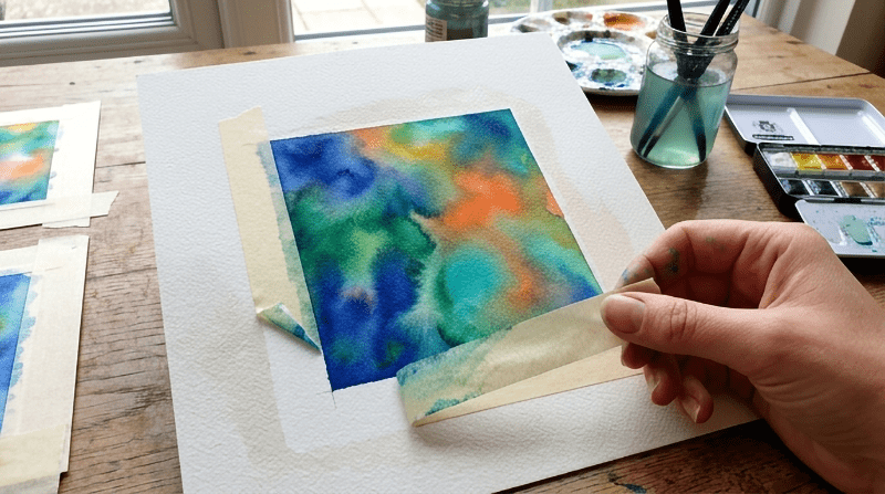 Aquarell geometrische Formen im Kontrast