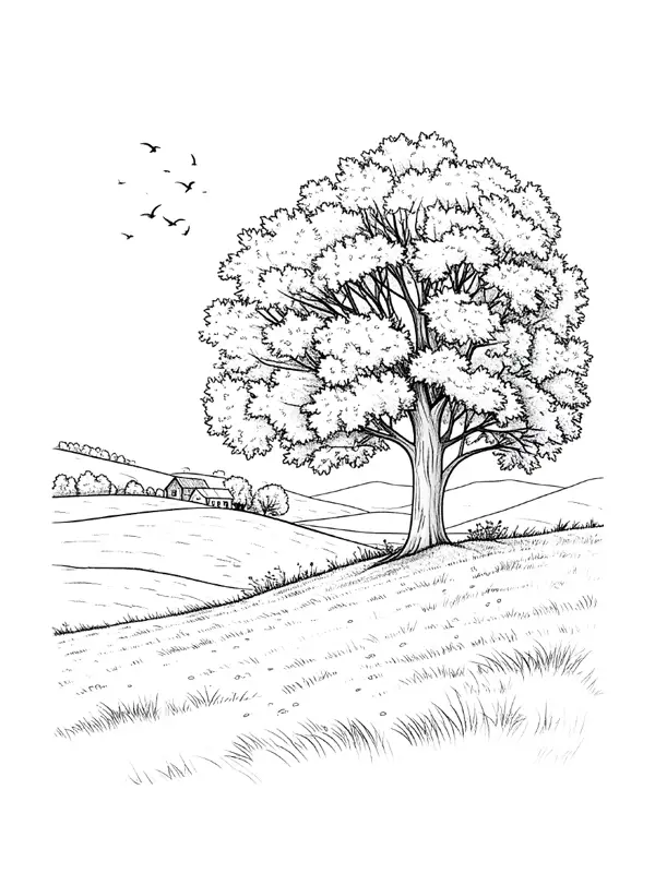 Vorlage 10 Herbstlandschaft mit Baum
