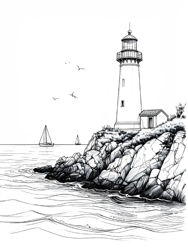 Vorlage 6 Leuchtturm am Meer