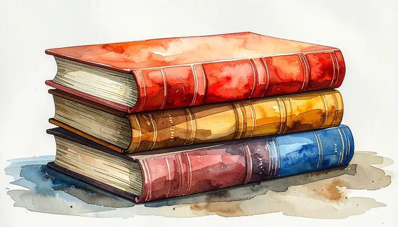 Aquarell Bücherstapel