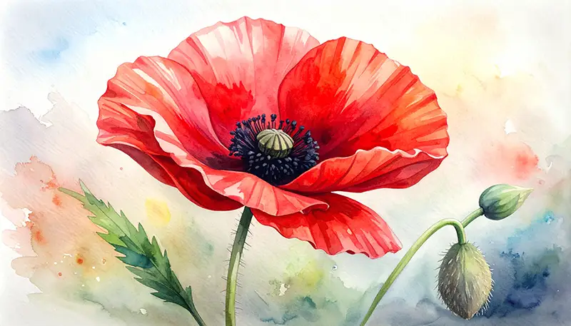 Aquarell roter Mohn