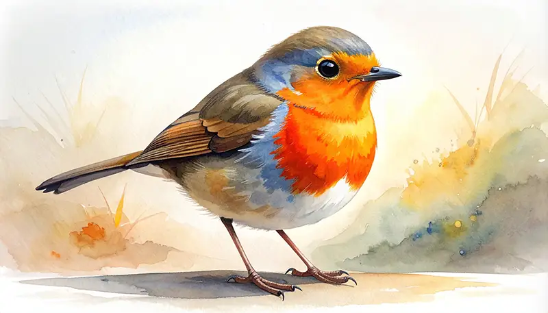 Aquarell Rotkehlchen