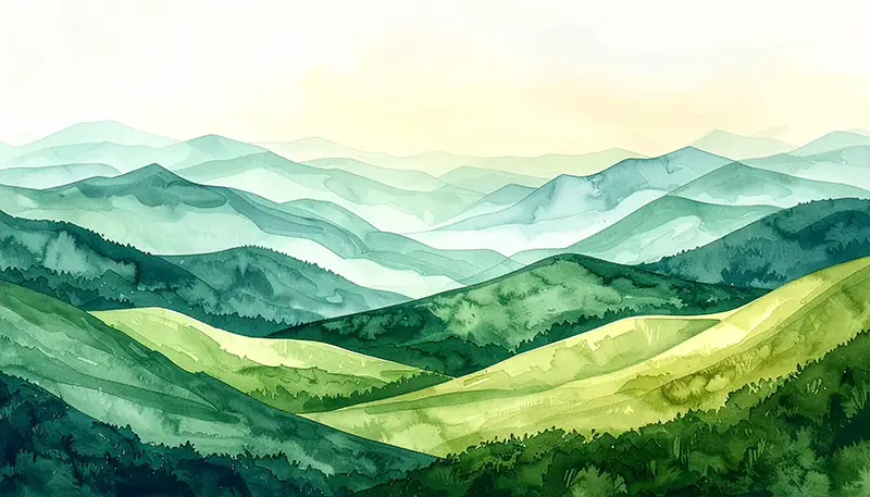 Aquarell sanfte Hügel