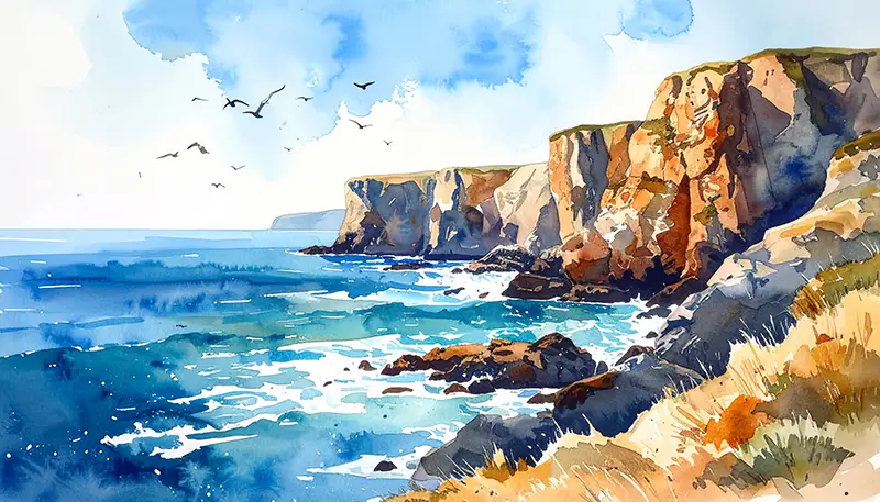 Aquarell Steilküste