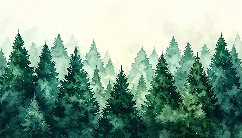 Aquarell Tannenwald