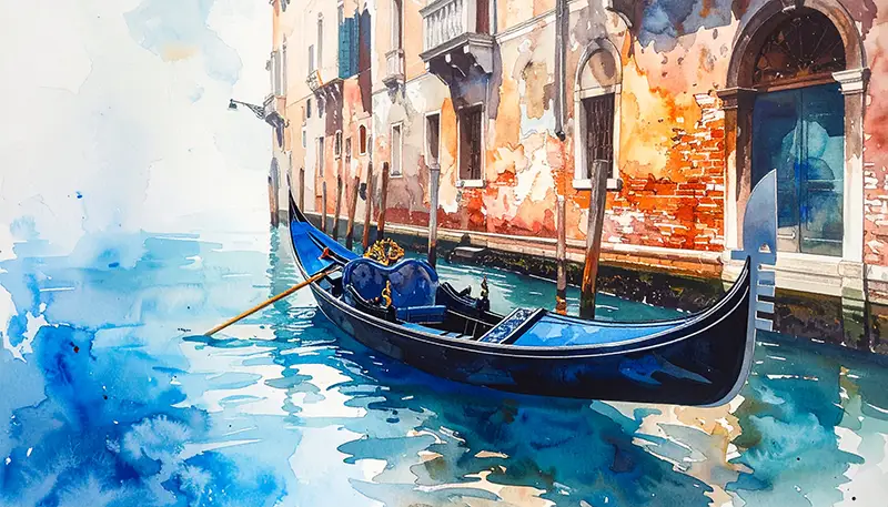 Aquarell venezianische Gondel
