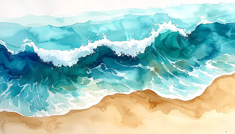 Aquarell Wellen am Strand